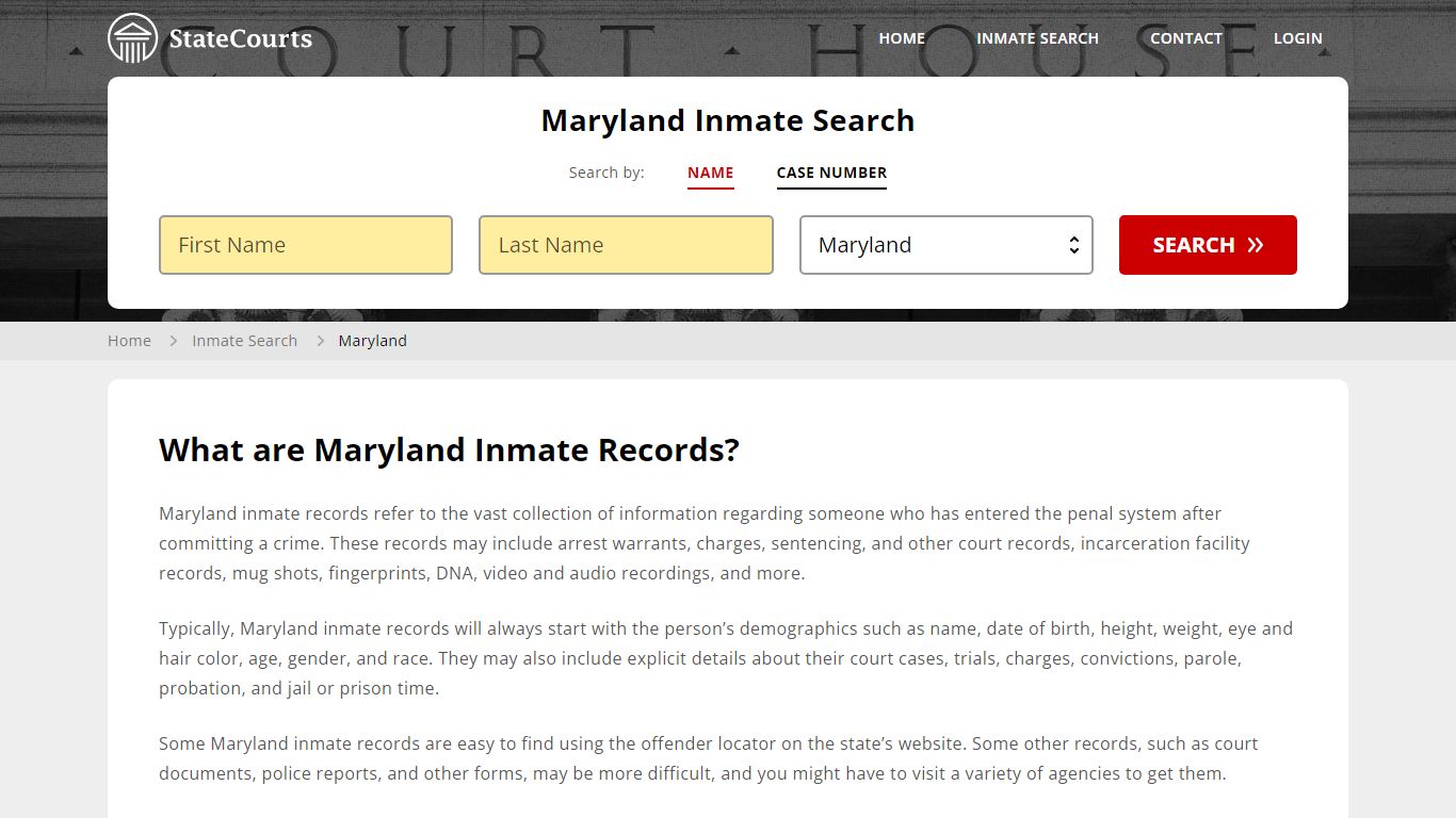 Maryland Inmate Search, Prison and Jail Information - State Courts