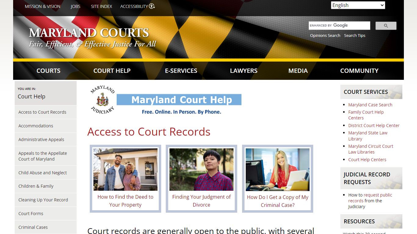 Access to Court Records | Maryland Courts
